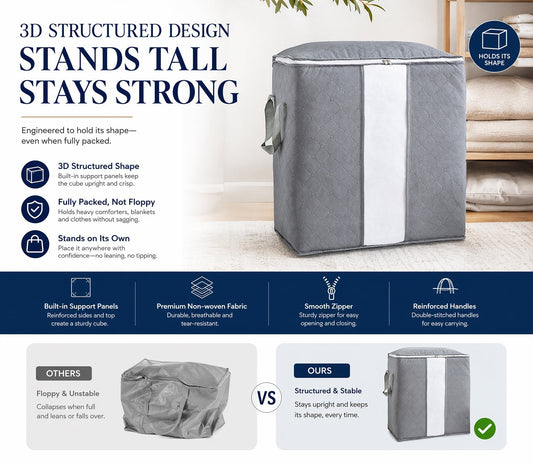 🏆Last Day Sale ONLY ￡7.99!!🔥StorRight™ 90L Heavy-Duty Storage Bag🏆Mothproof & Airtight with Clear Window🛏️ Thick, Airtight & Moving-Ready! 🇬🇧🧳