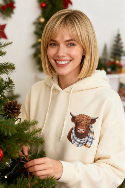 ⏳LAST DAY SALE ONLY￡18.99!🔥✨🎁Cute Highland Cow Cozy Fleece-Lined Hooded Sweatshirt🦬