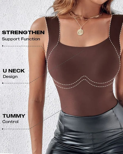 🏆Last Day Special Price ￡8.99!!⚡60K+ SOLD!💐Women's U Neck Thermal Tank Tops with Built-In Bra
