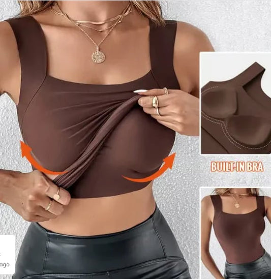 🏆Last Day Special Price ￡8.99!!⚡60K+ SOLD!💐Women's U Neck Thermal Tank Tops with Built-In Bra