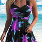 🔥LAST DAY SALE -49% OFF⚡👙Women's Plants Print V Neck Swimdress & Tankini Set 