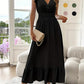 🎉2026 Summer Hot Sale 70% OFF💃Women's Plain V-Neck Ruffled Waist-Defining Shirred V Neck Maxi Dress