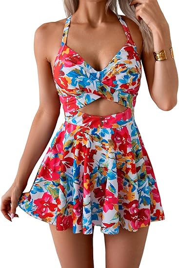 ⏳Last Day Special Sale 80% OFF🩱Women's Cutout One Piece Skirt Swimsuit