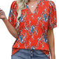 🔥Limited time Sale 49% Off🔥Women's V Neck Floral Print Vintage Shirt Fashion T-Shirt