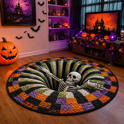 🔥2026 Hot Sale 50% OFF🎃⚡ 50K+ SOLD! 🎁3D Skeleton Vortex Quilted Round Halloween Rug