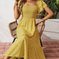 🌈2026 Summer Hot Sale 50% OFF!✨Square Neck Floral Midi Dress – Smocked Bodice, Flowy Tiered Skirt, Romantic🌸