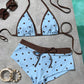 👙New arrival 50% OFF! ☀️Women's Polka Dots 2 Piece Swimsuit Triangle Halter Bikini Set Boyshorts Bathing Suit