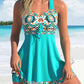 🔥LAST DAY SALE -49% OFF⚡👙Women's Plants Print V Neck Swimdress & Tankini Set 