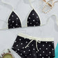 👙New arrival 50% OFF! ☀️Women's Polka Dots 2 Piece Swimsuit Triangle Halter Bikini Set Boyshorts Bathing Suit