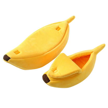 🍌🐱 Creative Banana Shape Bed For Cats & Dogs – Plush Semi-Enclosed Cave, Soft Sponge Padding, Cozy Private Retreat For Kittens, Cats & Small Pets. Available In 4 Sizes! 💤✨🛏️