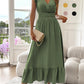 🎉2026 Summer Hot Sale 70% OFF💃Women's Plain V-Neck Ruffled Waist-Defining Shirred V Neck Maxi Dress