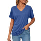 💕Hot Sale 49% OFF🌷V-Neck Solid Color Loose Ladies Tops