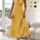 🎉2026 Summer Hot Sale 70% OFF💃Women's Plain V-Neck Ruffled Waist-Defining Shirred V Neck Maxi Dress
