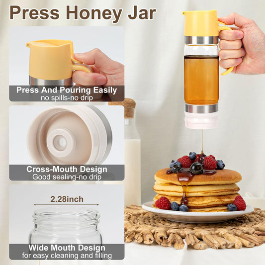 🍯 50% OFF NOW! ✨ 9oz No-Drip Glass Honey & Syrup Dispenser – Mess-Free, Easy Pour & Perfect for Kitchen & Breakfast 🍽️