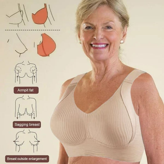 💗LAST DAY SALE :ONLY £7.99🔥Women's Ribbed Push Up Adjustable Wireless Bra🌸