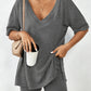⏳LAST DAY SALE 50% OFF !!📢Women's Oversized V Neck Short Sleeve Two Piece Short Set
