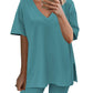 ⏳LAST DAY SALE 50% OFF !!📢Women's Oversized V Neck Short Sleeve Two Piece Short Set
