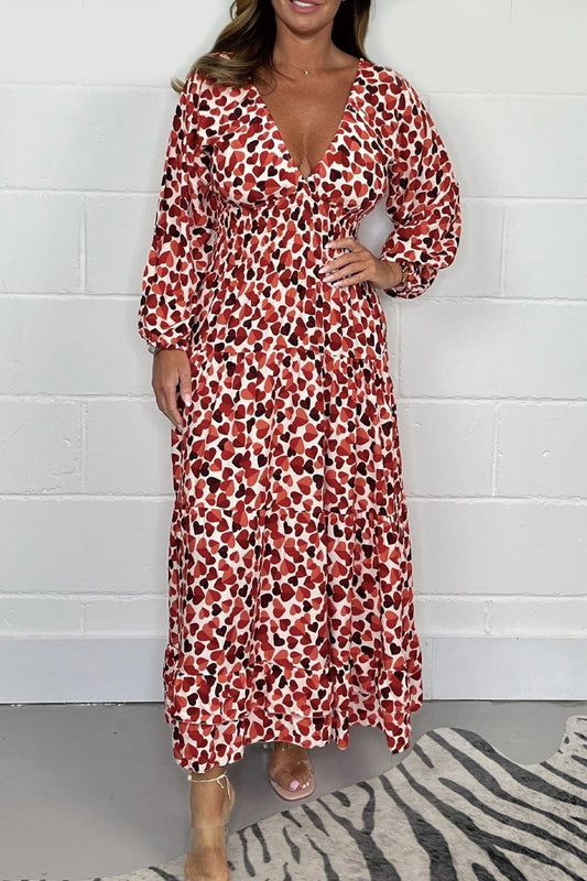 🎉Spring Specials Sale 50% OFF💃Women’s Heart Smocked Midi Dress