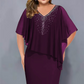 🌸2026 Summer Hot Sale Only ￡17.99！💐Rhinestone V-Neck Cape Dress with Chiffon Overlay
