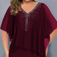 🌸2026 Summer Hot Sale Only ￡17.99！💐Rhinestone V-Neck Cape Dress with Chiffon Overlay