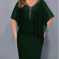 🌸2026 Summer Hot Sale Only ￡17.99！💐Rhinestone V-Neck Cape Dress with Chiffon Overlay