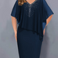🌸2026 Summer Hot Sale Only ￡17.99！💐Rhinestone V-Neck Cape Dress with Chiffon Overlay