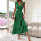 🎉2026 Summer Hot Sale 70% OFF💃Women's Plain V-Neck Ruffled Waist-Defining Shirred V Neck Maxi Dress