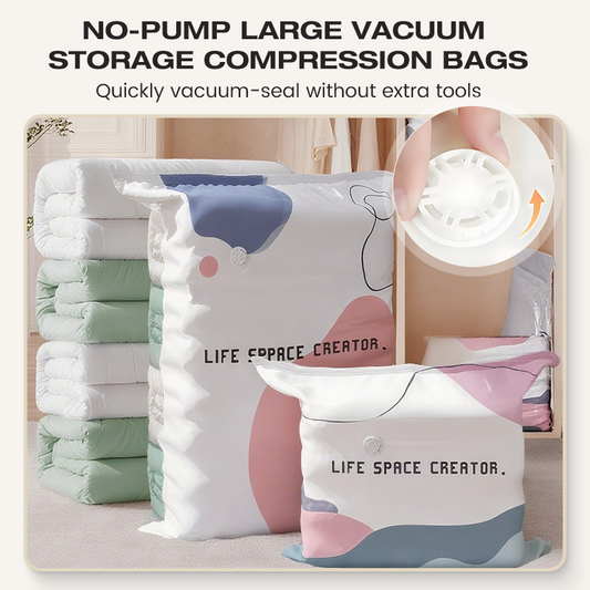 🥳LAST DAY BUY 1 GET 1 FREE!!💞💨 No‑Pump Vacuum Storage Bags – Press & seal, no pump needed. Saves 80% space, keeps clothes dry & dust‑free. Perfect for bulky bedding & off‑season gear. 🛏️🗄️