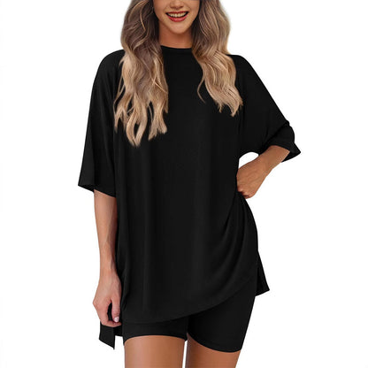 🔥Super Limited-Time Hot Sale 67% Off!🔥 2026 New Style Loose-fitting Fashionable Solid Color Casual Short-sleeved Shorts Two-Piece Set