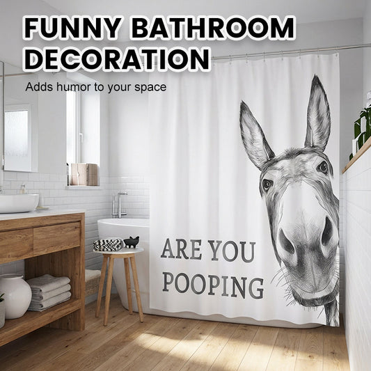 💥 Super Limited Time Offer Only ￡6.99!! 🐴 Funny Donkey Shower Curtain with Hooks – Waterproof & Hilarious Bathroom Decor 🚿✨
