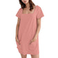 💖 Chilling & Strolling – Women's Square Neck Pocket Dress, Short Sleeve Casual Wear, Comfy Fit for Home