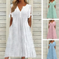 👗New arrival 50% OFF! ☀️Women's Elegant V-Neck Hollow-Out Solid Dress，Hollow-Out Details, Solid Color