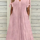 👗New arrival 50% OFF! ☀️Women's Elegant V-Neck Hollow-Out Solid Dress，Hollow-Out Details, Solid Color