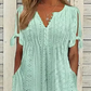 👗New arrival 50% OFF! ☀️Women's Elegant V-Neck Hollow-Out Solid Dress，Hollow-Out Details, Solid Color