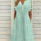 👗New arrival 50% OFF! ☀️Women's Elegant V-Neck Hollow-Out Solid Dress，Hollow-Out Details, Solid Color