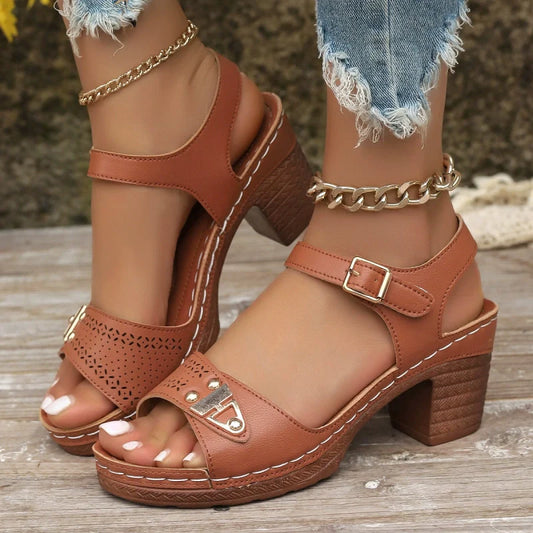 👣New Arrival 50% OFF! ☀️Women's Chunky Heel Sandals,Non-Slip Outsole, Breathable Vegan Leather, Cushioned Insole.💖👠 Great for Long Walks & Summer Outings! 💼