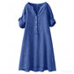 ⏳LAST DAY SALE 44% OFF !!📢Women's Casual V-Neck Button Down Tunic Dress，Loose Fit, Breathable Cotton