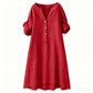 ⏳LAST DAY SALE 44% OFF !!📢Women's Casual V-Neck Button Down Tunic Dress，Loose Fit, Breathable Cotton