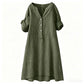 ⏳LAST DAY SALE 44% OFF !!📢Women's Casual V-Neck Button Down Tunic Dress，Loose Fit, Breathable Cotton