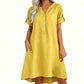 ⏳LAST DAY SALE 44% OFF !!📢Women's Casual V-Neck Button Down Tunic Dress，Loose Fit, Breathable Cotton