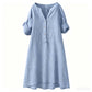 ⏳LAST DAY SALE 44% OFF !!📢Women's Casual V-Neck Button Down Tunic Dress，Loose Fit, Breathable Cotton