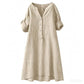 ⏳LAST DAY SALE 44% OFF !!📢Women's Casual V-Neck Button Down Tunic Dress，Loose Fit, Breathable Cotton