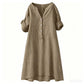 ⏳LAST DAY SALE 44% OFF !!📢Women's Casual V-Neck Button Down Tunic Dress，Loose Fit, Breathable Cotton