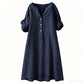 ⏳LAST DAY SALE 44% OFF !!📢Women's Casual V-Neck Button Down Tunic Dress，Loose Fit, Breathable Cotton