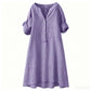 ⏳LAST DAY SALE 44% OFF !!📢Women's Casual V-Neck Button Down Tunic Dress，Loose Fit, Breathable Cotton