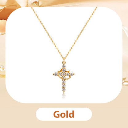 👑New Arrival 58% OFF! 💫 2026 New Crown with Cross Pendant Necklace – Elegant Faith-Inspired Design, Double-Sided Detail, Gold/Silver Options. Perfect for Daily Wear  💛✨🎁