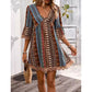 🔥2026 Hot Sale 56% OFF✨⚡ 50K+ SOLD! 🎁 Taster Pack Women's Bohemian Print V-Neck Mini Dress