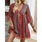 🔥2026 Hot Sale 56% OFF✨⚡ 50K+ SOLD! 🎁 Taster Pack Women's Bohemian Print V-Neck Mini Dress