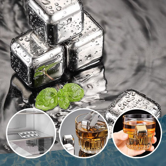 🔘🎁 4/6/8/12pcs Stainless Steel Ice Cubes – Food Grade 304 Steel, Fast Cooling, Reusable, Gift Box Included. Great for Home Bar, Party or Father’s Day Gift! 🍸🎉💪