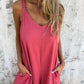 Women's Casual Loose Cotton and Linen Jumpsuit with Pockets